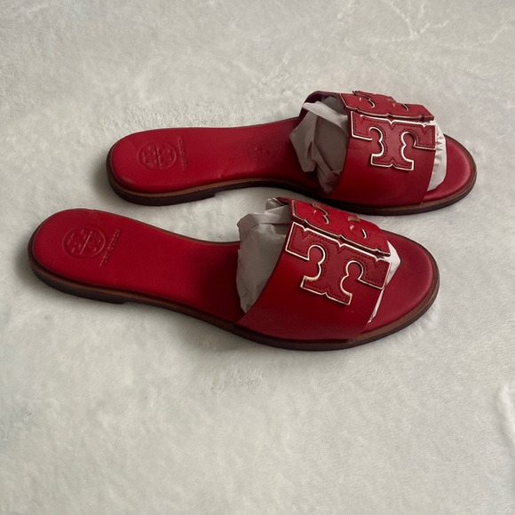 ❌SOLD ❌ Tory Burch red leather sandals/ slides size 8 US - Picture 4 of 11